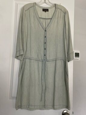 Michael Stars Whitewashed Denim Dress Size M Dropwaist Coastal Cowgirl Vacation